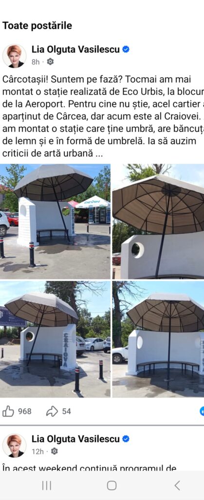 Olguța Vasilescu îi ironizează pe craiovenii care critică mobilierul urban