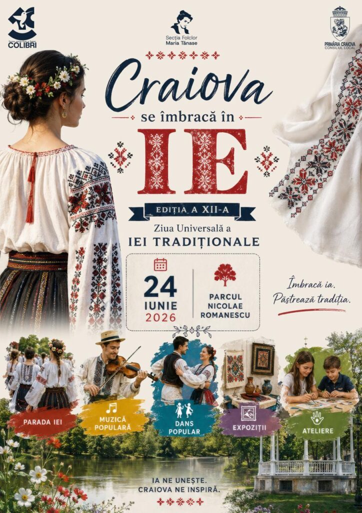 Craiova se îmbracă în ie de Sânziene. Paradă, spectacole folclorice și ateliere tradiționale în Parcul Romanescu
