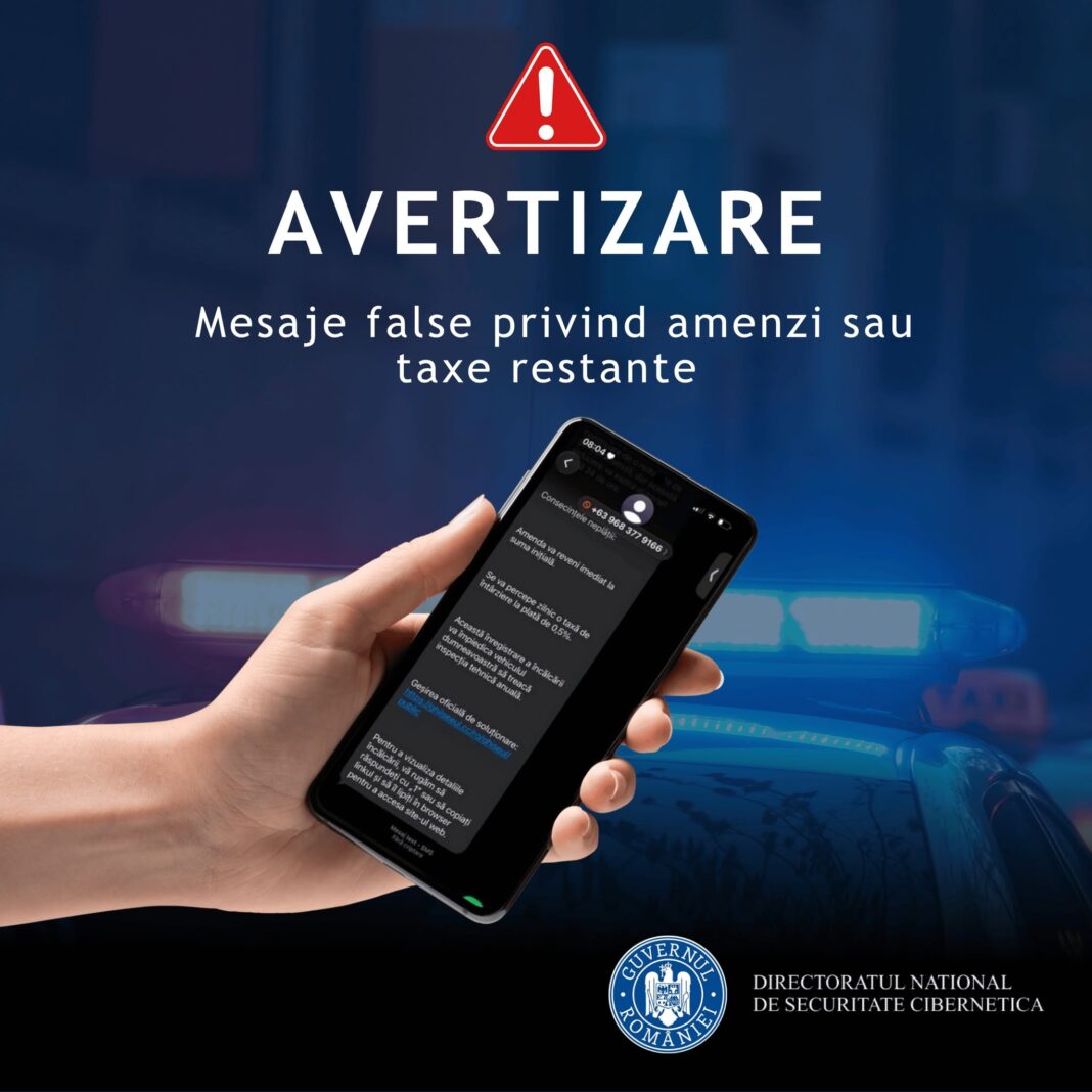 DNSC avertizează asupra unei noi fraude prin SMS. Românii primesc linkuri false pentru plata dărilor la stat