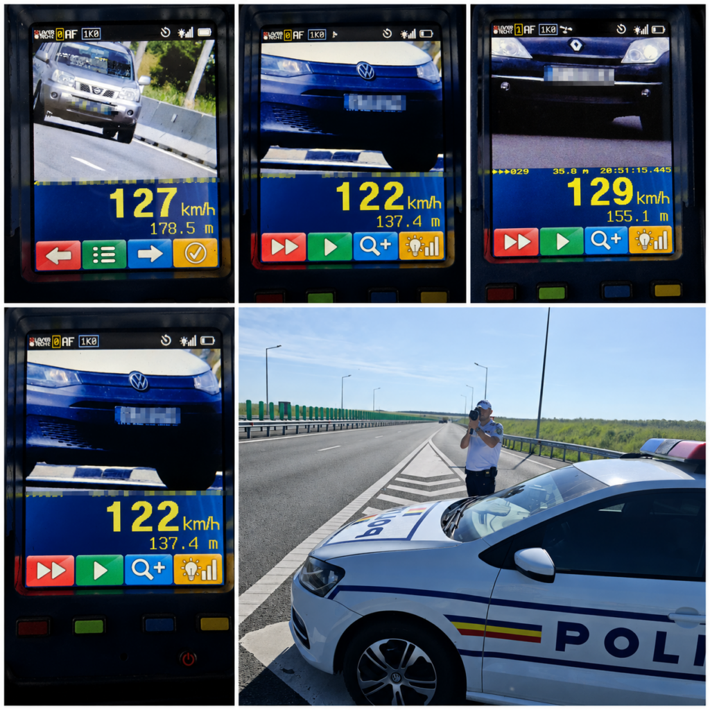 Dolj: Șofer prins de două ori în doar 60 de secunde, rulând cu peste 120 km/h în localitate