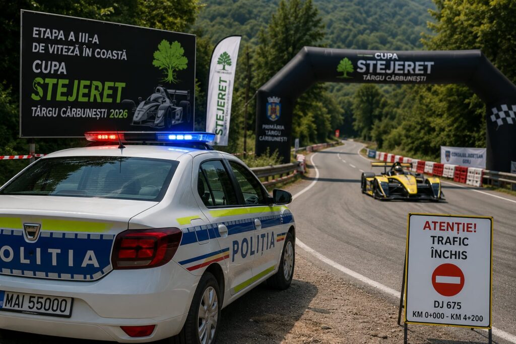 Circulație închisă pe DJ 675 pentru „Cupa Stejeret Târgu Cărbunești 2026”. Restricții duminică, 26 iulie
