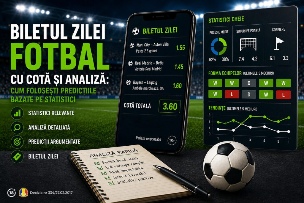 Biletul zilei fotbal cu cotă și analiză: cum folosești predicțiile bazate pe statistici