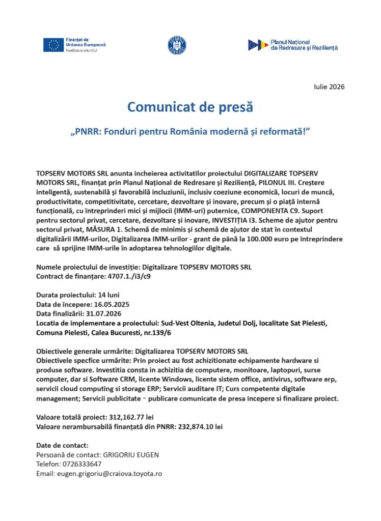Comunicat de presă