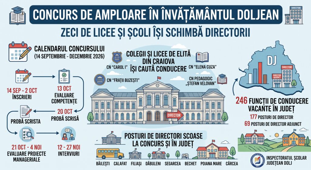 Concurs de amploare în învățământul doljean: Zeci de licee și școli își schimbă directorii