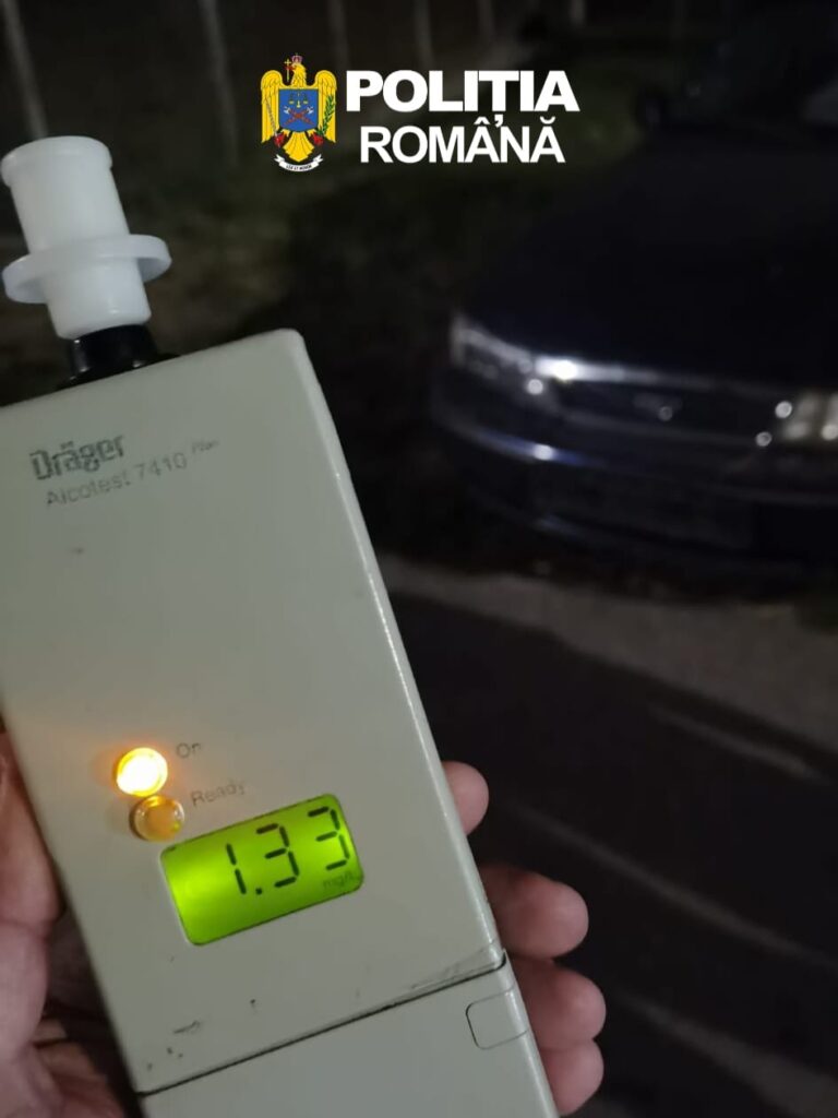 Olt: Reţinut după ce a fost prins la volan fără permis, cu mașina neînmatriculată și cu o alcoolemie de 1,33 mg/l