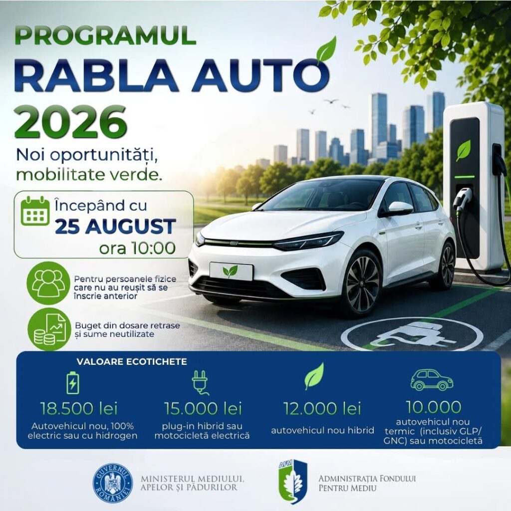 Bugetul rămas nealocat la Programul Rabla 2026 va fi redistribuit la toate categoriile