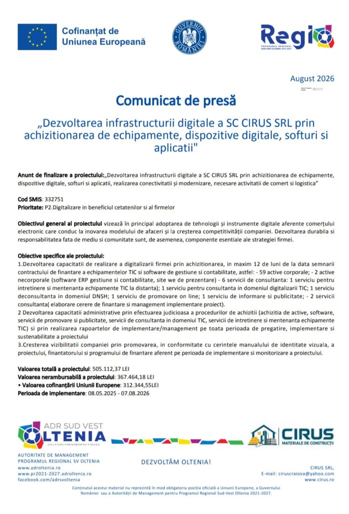 Comunicat de presă