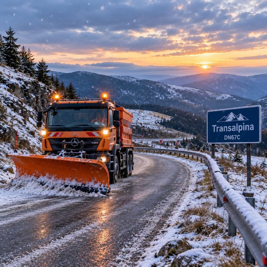 Lapoviță și izolat ninsoare pe DN 67C - Transalpina