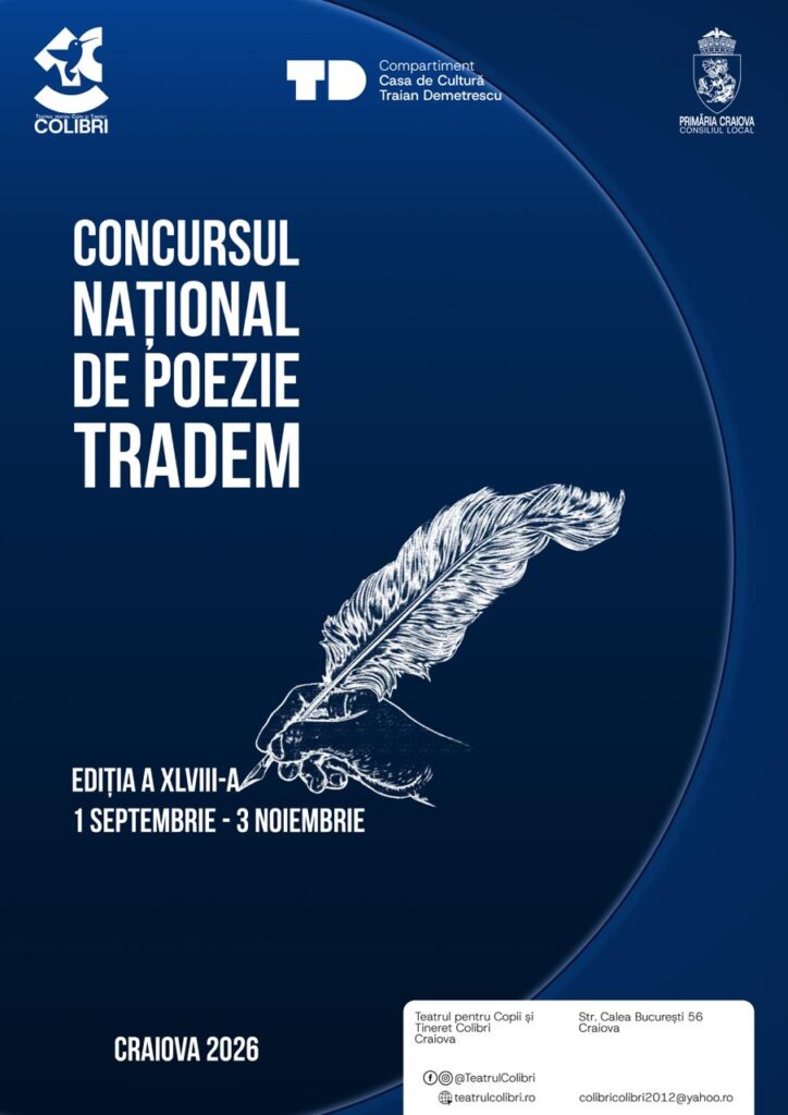 Înscrieri deschise pentru Concursul Național de Poezie TRADEM 2026. Cine poate participa