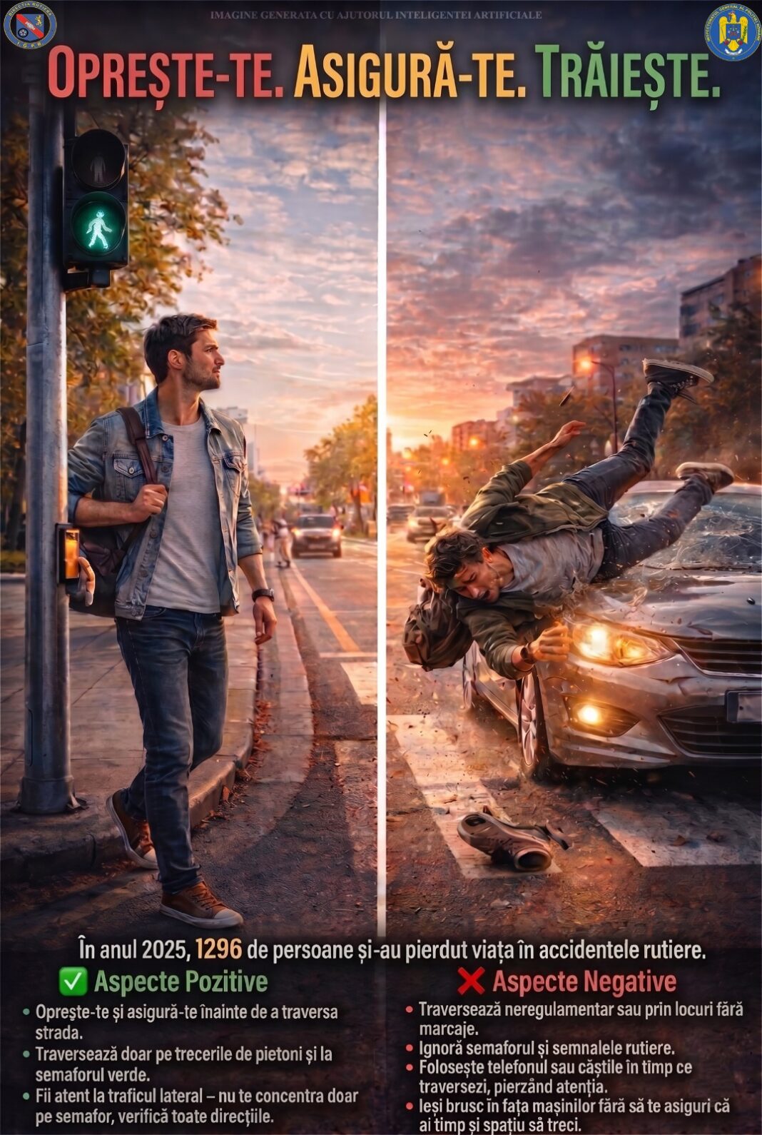 ROADPOL Safety Days în Gorj. Polițiștii intensifică acțiunile pentru siguranța pietonilor și prevenirea accidentelor