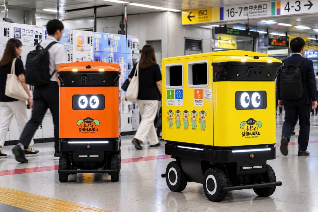 Pubelele-robot din gara Shinjuku, noua atracție pentru turiștii din Tokyo