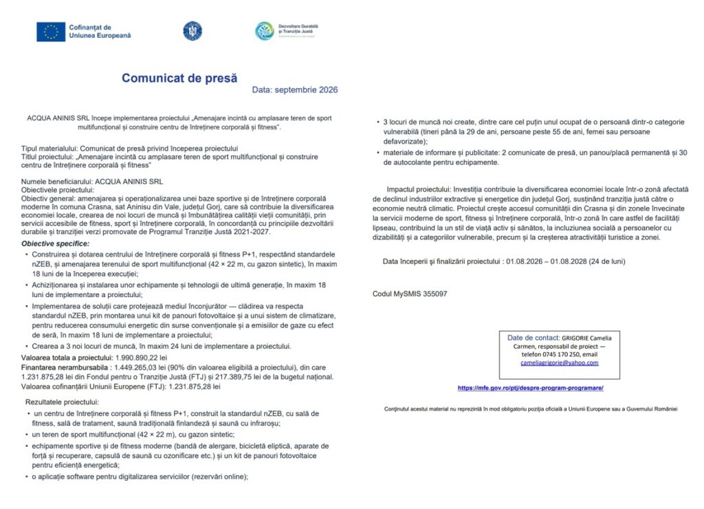 Comunicat de presă