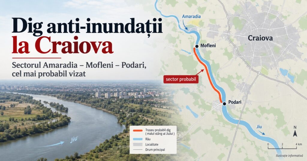 Dig antiinundații la Craiova, construit pe terenuri cu probleme. ABA Jiu a ajuns să plătească 10 milioane de lei. Ministerul Mediului a făcut plângere penală