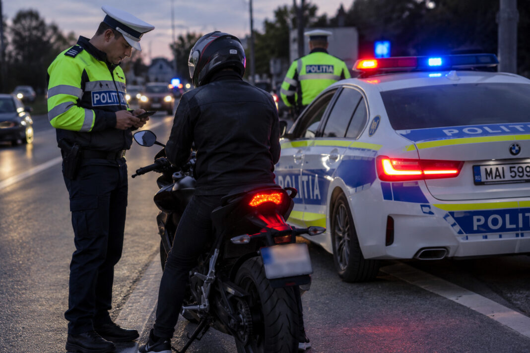Tânăr din Târgu Jiu, prins pe o motocicletă neînmatriculată, fără permis și băut